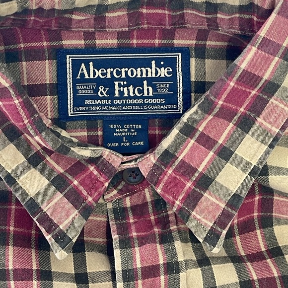 Vintage Abercrombie & Fitch Plaid Button Down Shirt sz Large - Picture 2 of 8